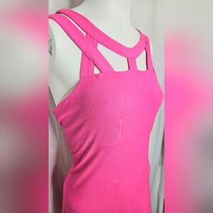 Cupio Vibrant Pink Sleeveless Cutouts Dress Size L